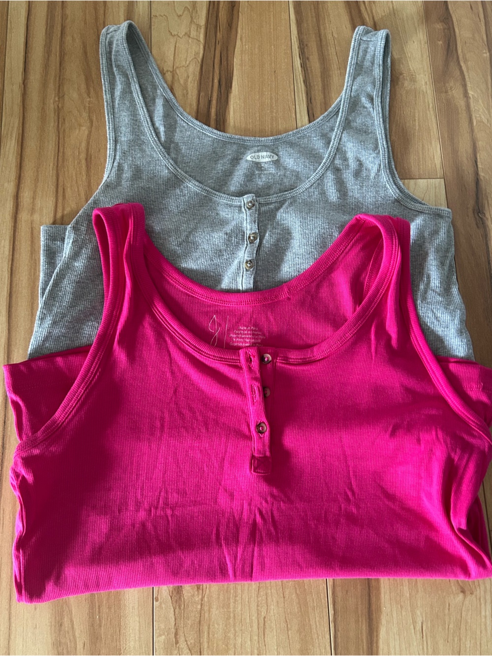 Ribbed Tank Tops Duo - Hot Pink & Heather Gray